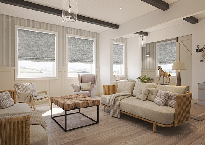 Cyrus Crushed Velvet, Grey - Roman Blind - Image 6